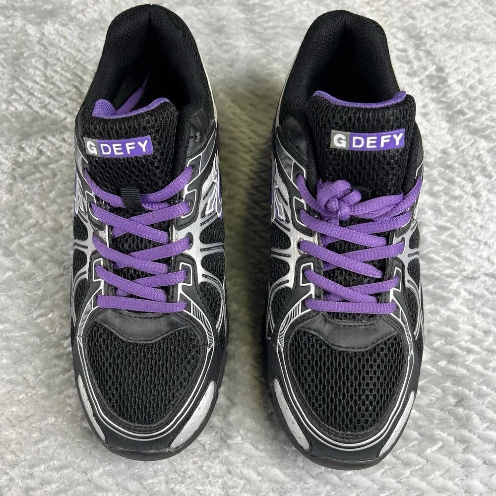 Gravity Defyer Womens 7.5 Walking Shoes Black Purple Comfort GDEFY TB9004FBP-M